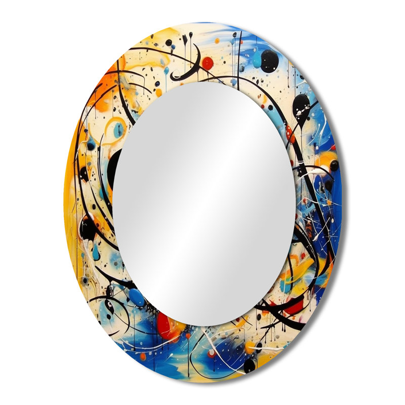 All That Jazz Colorful Joy IV - Modern Oval Wall Mirror, 43" x 33"