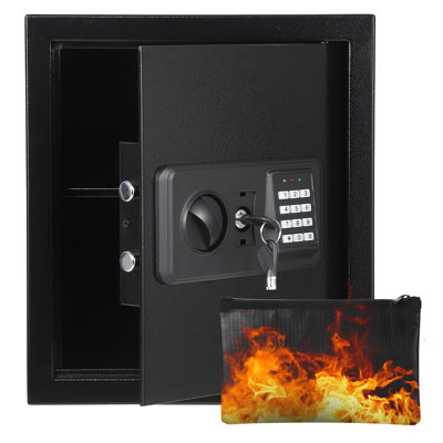 Coffre-fort, clavier numérique anti-vol en acier laminé à froid, sac de documents ignifuge et imperméable, tablette amovible, coffre-fort verrouillable pour le dortoir d'un hôtel personnel, clé de secours, fixation murale / au sol