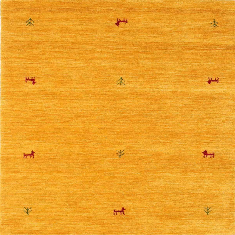 Tapis jaune moutarde contemporaine Nenana, Carré 4 pi