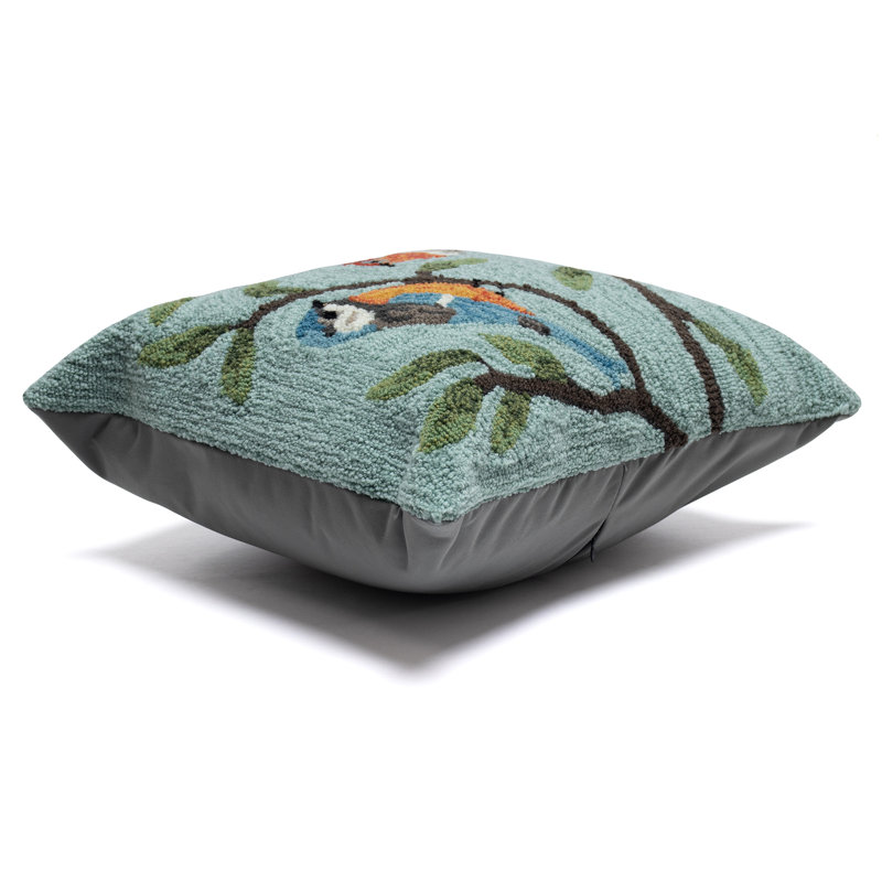 Blue Embroidered Square Indoor/Outdoor Throw Pillow Set