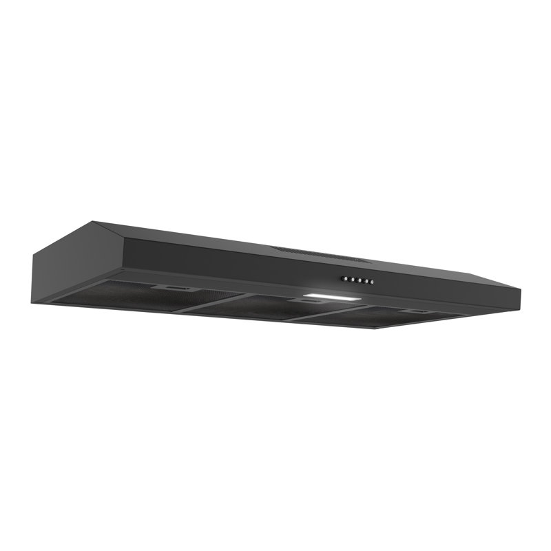 Streamline 36 in. Cosenza Ductless Undermount 80 CFM Range Hood in Grit Black with Mesh Filters, Push Button Control, LED Light