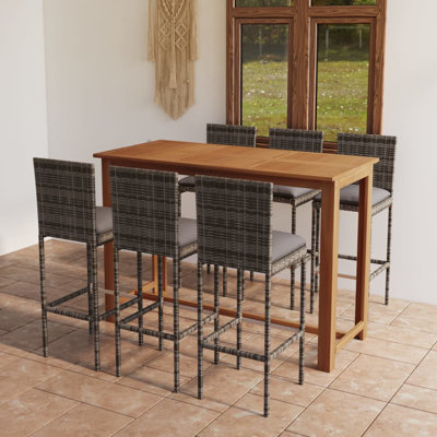 Rectangular 6 - Person Bar Height Dining Set with Cushions by Latitude Run