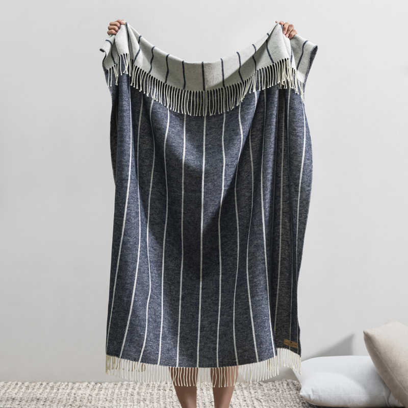Fiji Stripe Throw, Navy Striped