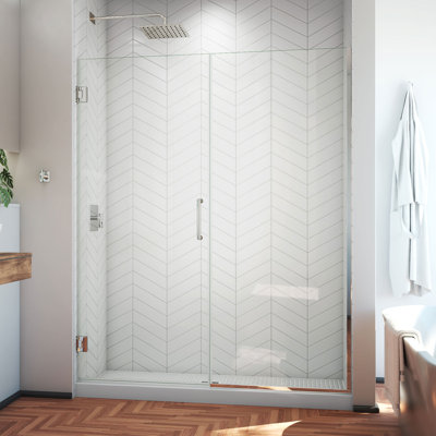 DreamLine Unidoor Plus 55 - 55.5 inch W x 72 inch H Frameless Hinged Shower Door in Chrome