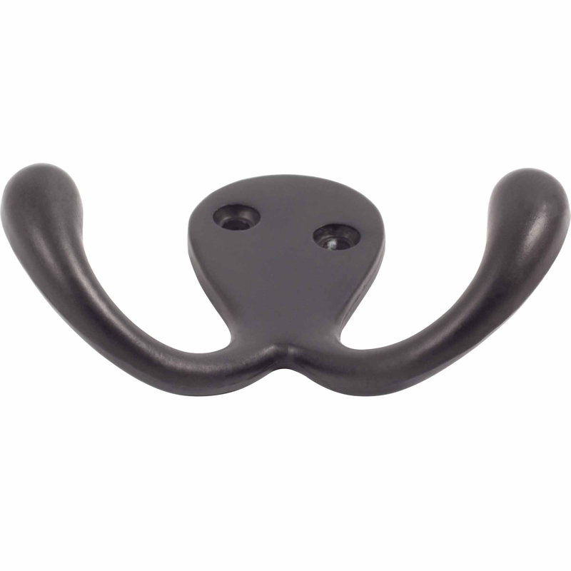 Double Wall Mounted Robe Hook, Matte Black