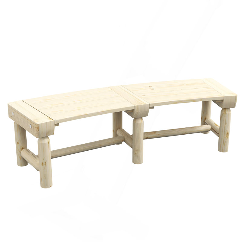 Wooden Garden Bench, Semicircular Round Outdoor Tree Bench, Wrap Around Park Bench for Yard, Patio, Deck, Lawn, Natural