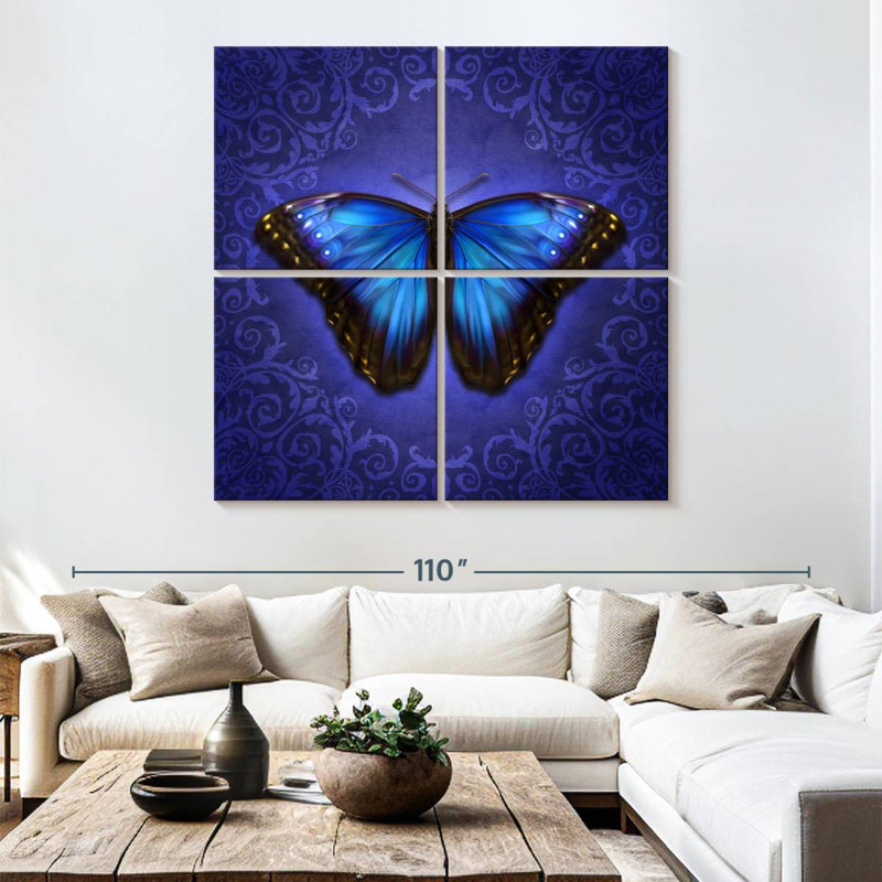 Brampt papillon Morpho bleu brillant, H 74 po x l 74 po