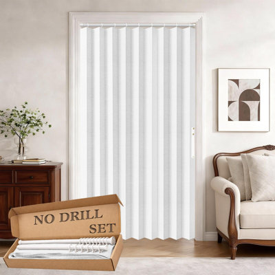 Accordion Door Curtain with Magnetic Closure, No-Drill Tension Rod, Light Filtering Privacy Room Divider for Doorways, Closets, Bedrooms and Living Rooms