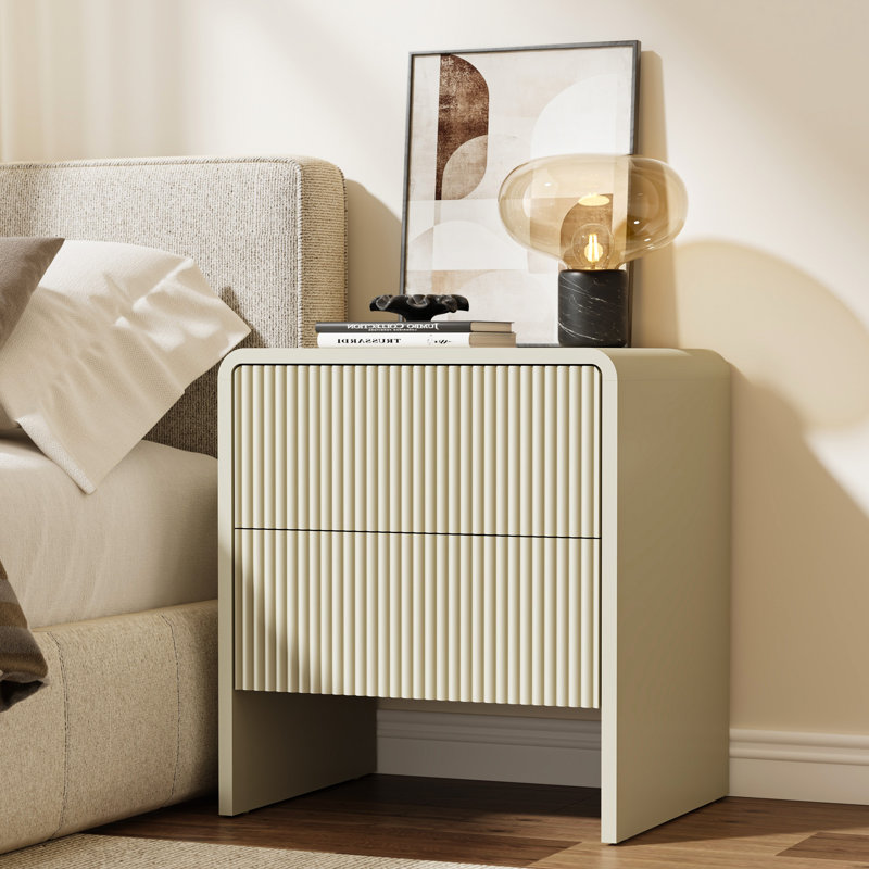 Nightstand With 2 Drawers (set Of 2), Beige
