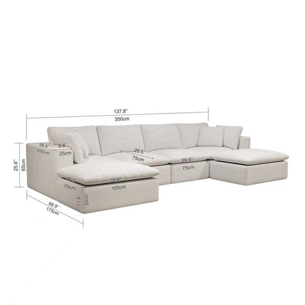 Wrought Studio Modular Sectional Sofa Seat,Upholstered Compressed Couch ...