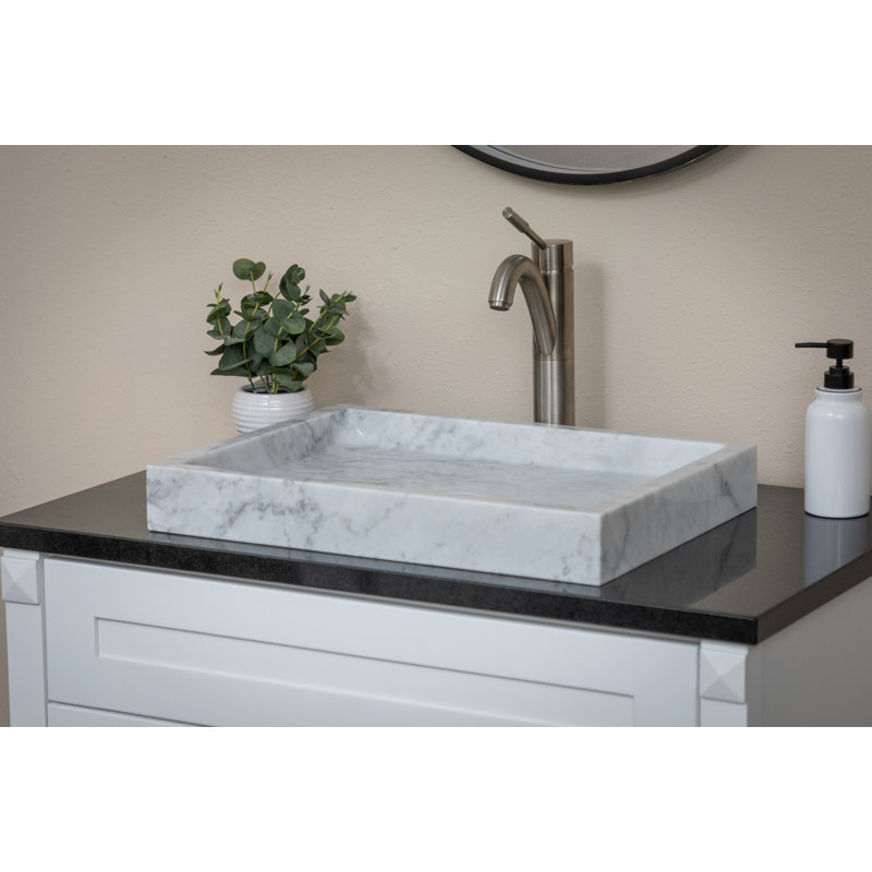 Lavabo de salle de bain vasque rectangulaire en marbre de Carrare
