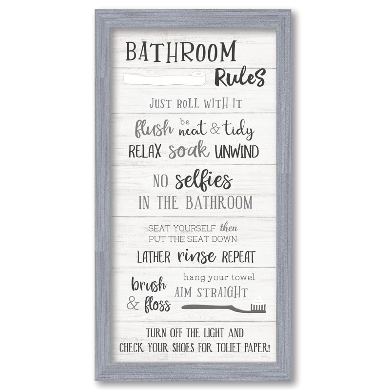 Bathroom Rules 12x24 Framed Board