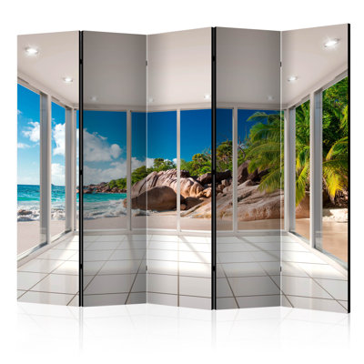 Stapleford 225cm W x 172cm H 5 - Panel Solid Wood Folding Room Divider