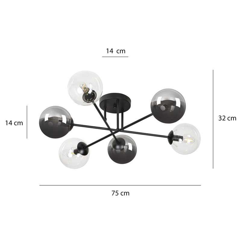 Cadesia Glass Semi Flush Mount, Graphite/Transparent