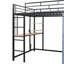 Lit mezzanine double en métal avec bureau, tablettes, prise de courant, lumière DEL et garde-robe, noir-1656870875-1656870877