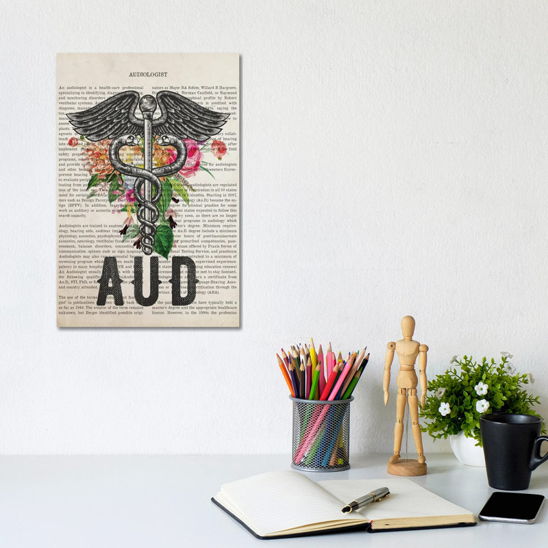 Aud, Audiologist With Flowers Print by Aged Pixel - Wrapped Canvas Print, 20.32 cm H x 30.48 cm W