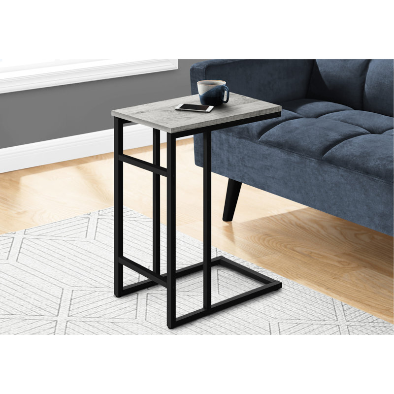 Table d'appoint chic pour chambre à coucher - Design moderne gris / noir en métal avec surface grise et cadre noir