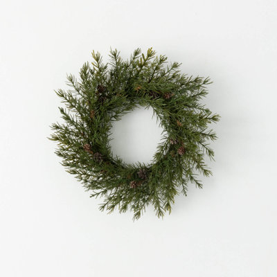 14.5" Artificial Cedar Pinecone Christmas Accent Ring, Green
