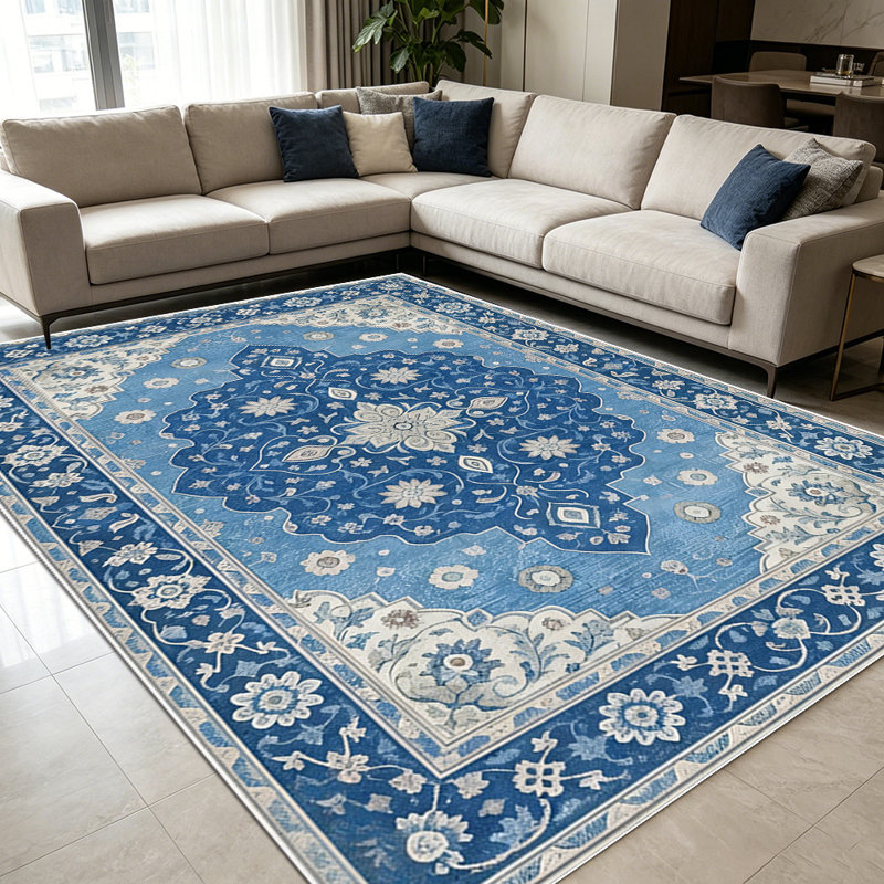 1PC Vintage Persian Medallion Floral area rugs for Living Room, Soft and Comfortable, Suitable for all seasons, easy-to-maintain, machine washable Indoor floor mat, Under Table Farmhouse suitable for dining room, bedroom, entryway, kitchen, home