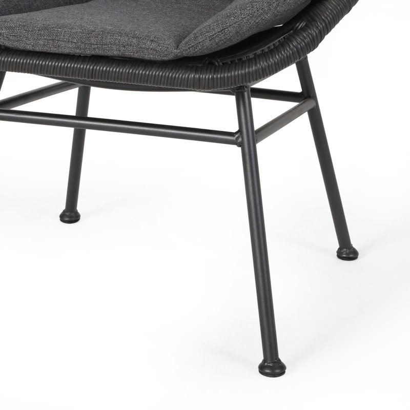 Ensemble de 2 chaises de patio avec coussins Frazer, Coussin gris / cadre noir