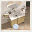 Meuble-lavabo 30 po avec lavabo en céramique, panneau rainuré 3D et rangement à fermeture en douceur