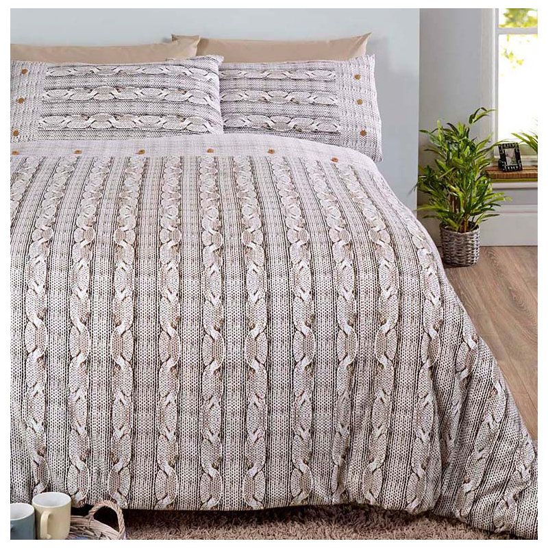 Noelle Cotton Striped Bedding with Pillowcases, Natural, Single - 1 Standard Pillowcase