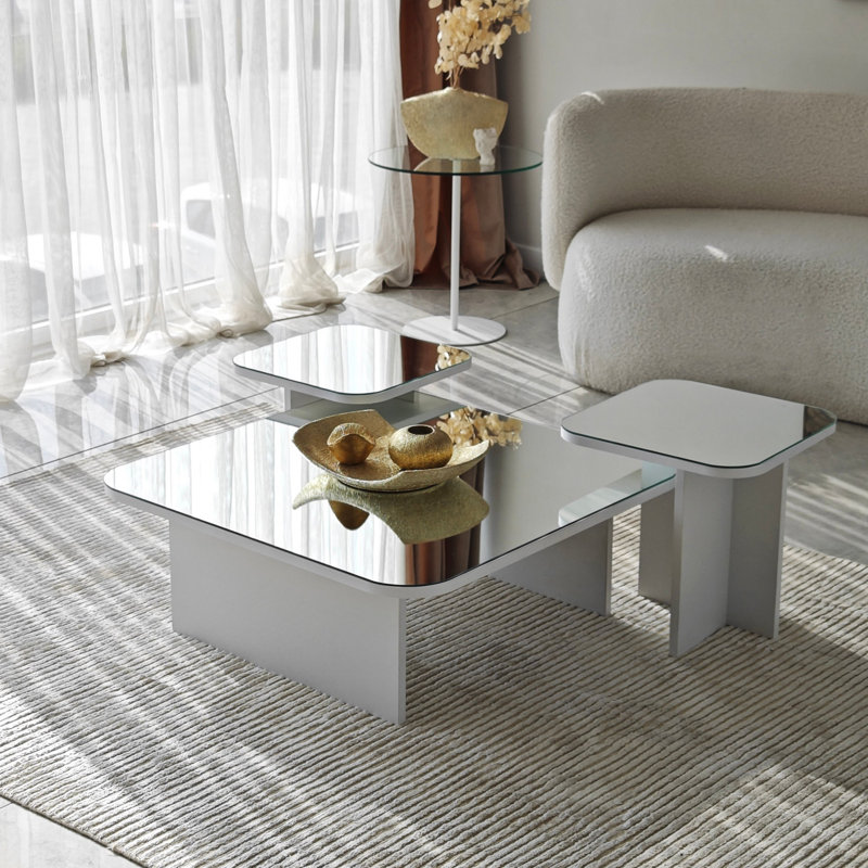 Nesting Coffee Table, White, White
