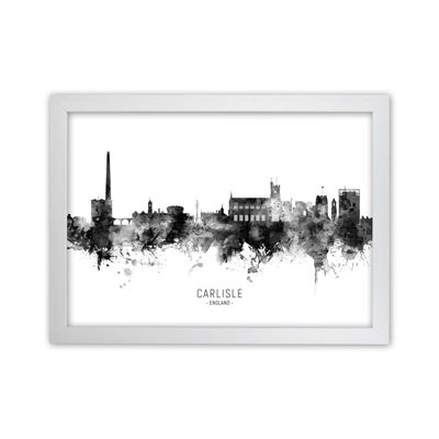Carlisle England Skyline Black White City Name by Michael Tompsett - Print