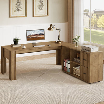 63'' Computer Desk with Filing Cabinet