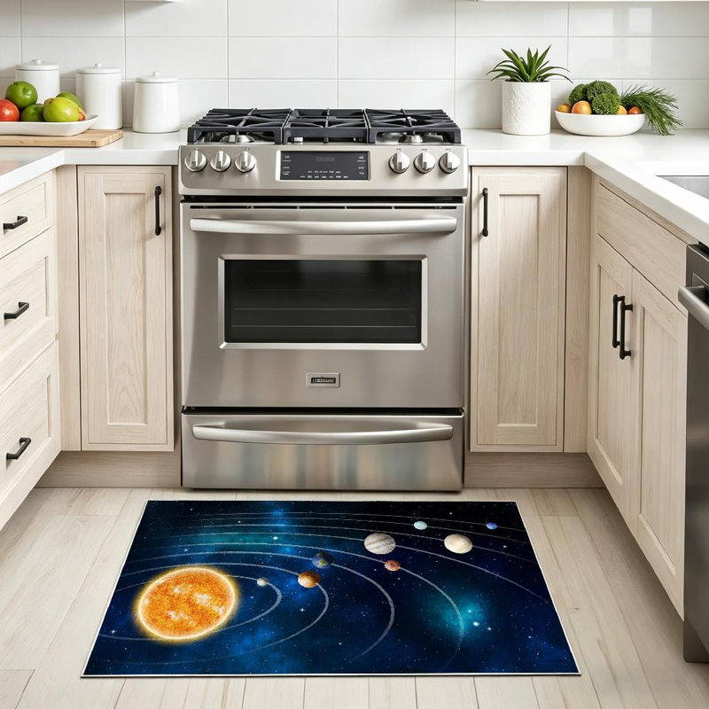 Tapis transparent lavable à la machine, système solaire, modèle Nasa, Rectangle 32 po x 47 po