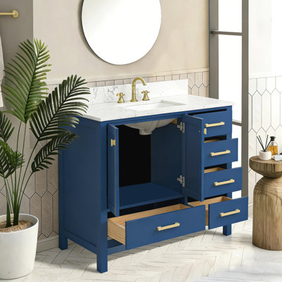 Meuble-lavabo autoportant avec rangement à fermeture en douceur