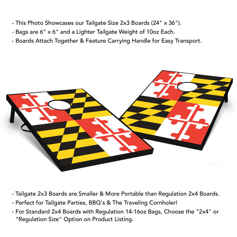 Ensemble de cornhole 2 'x 3' pour porte de drapeau du Maryland