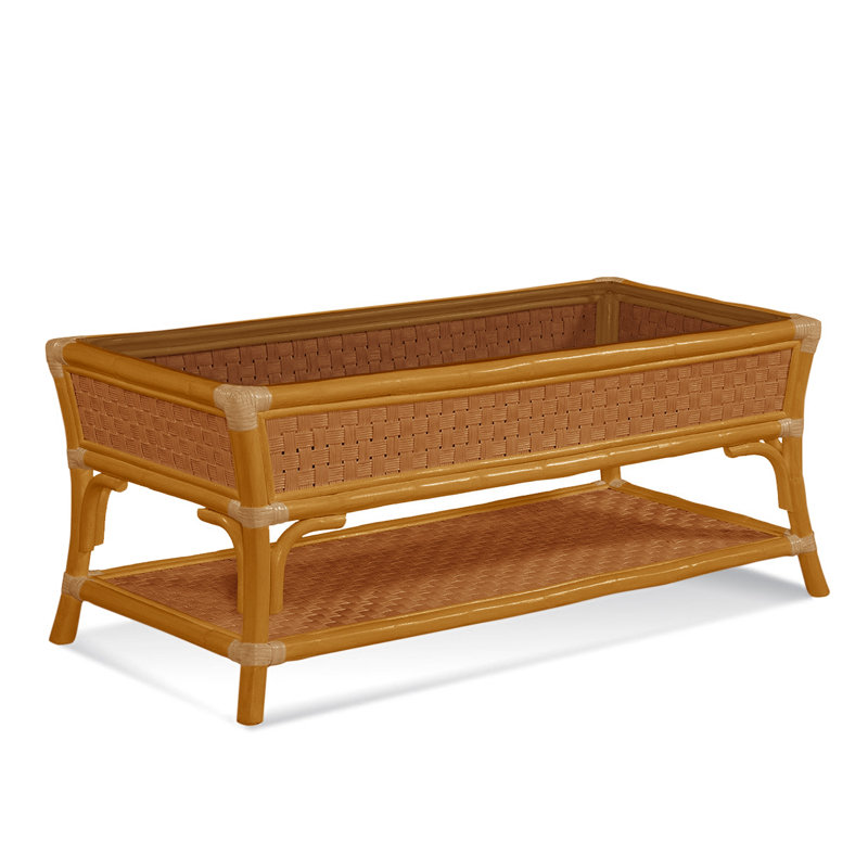 Boca Glass Top Coffee Table, Honey