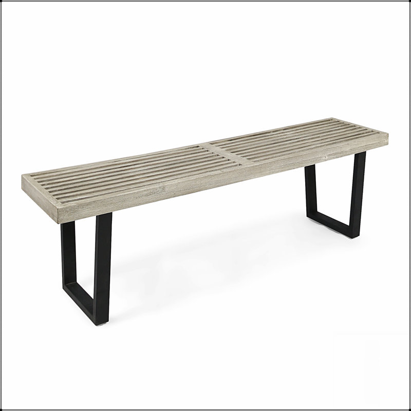 Banc d'extérieur durable en métal et en bois massif, parfait pour les rassemblements de patio et les sièges élégants