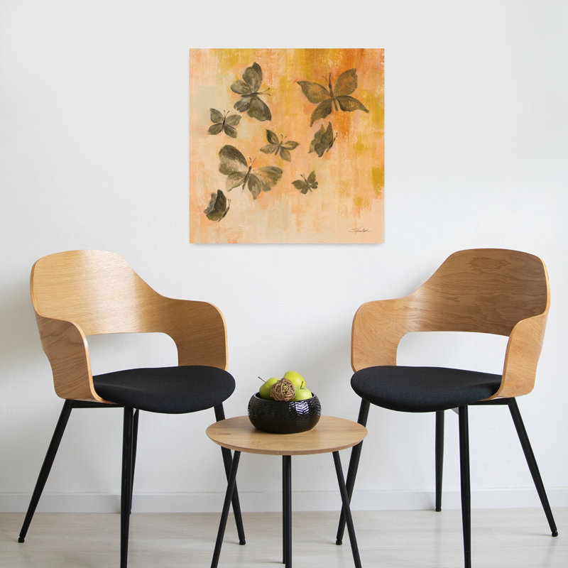 «Butterfly Silhouettes I», art fantaisiste de papillon contemporain, H 24 po x l 24 po