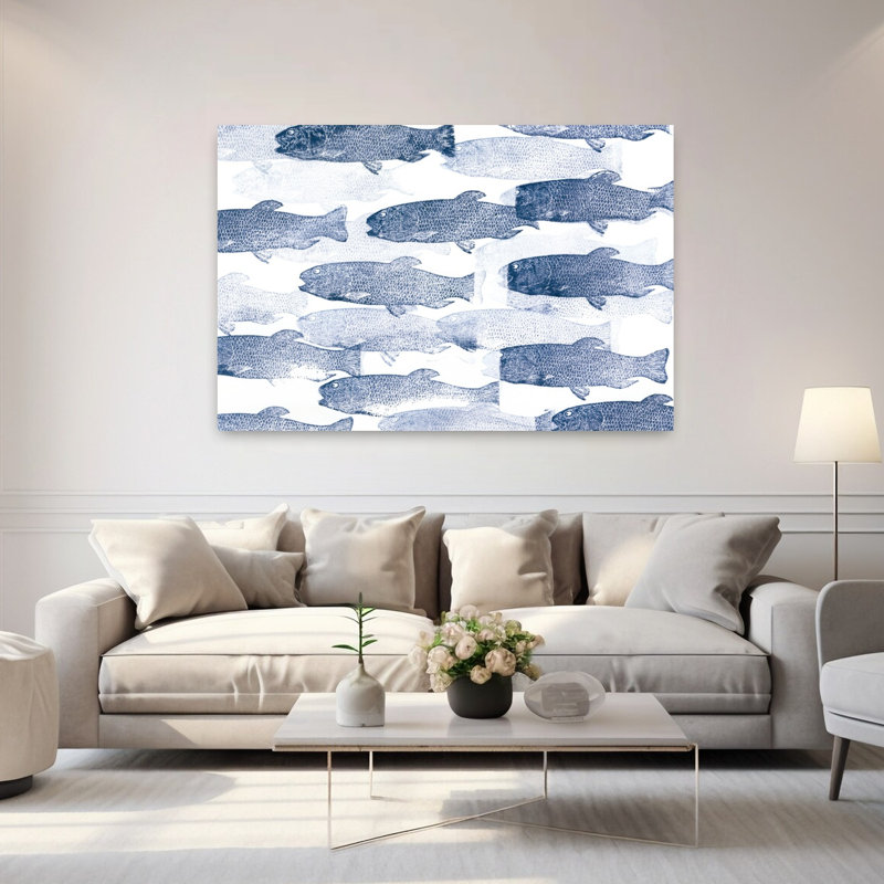 Impression de poisson abstrait, art côtier, nature, H 40 po x l 60 po