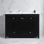 Meuble-lavabo noir 48 po avec lavabo en résine, armoire de rangement abondante - 4 portes à fermeture douce et 2 tiroirs