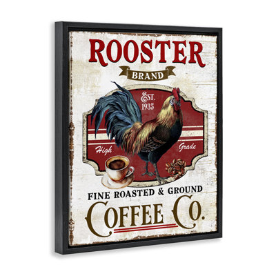  Rooster Brand Coffee Co Framed Floater Canvas Wall Art by Creatif Belle