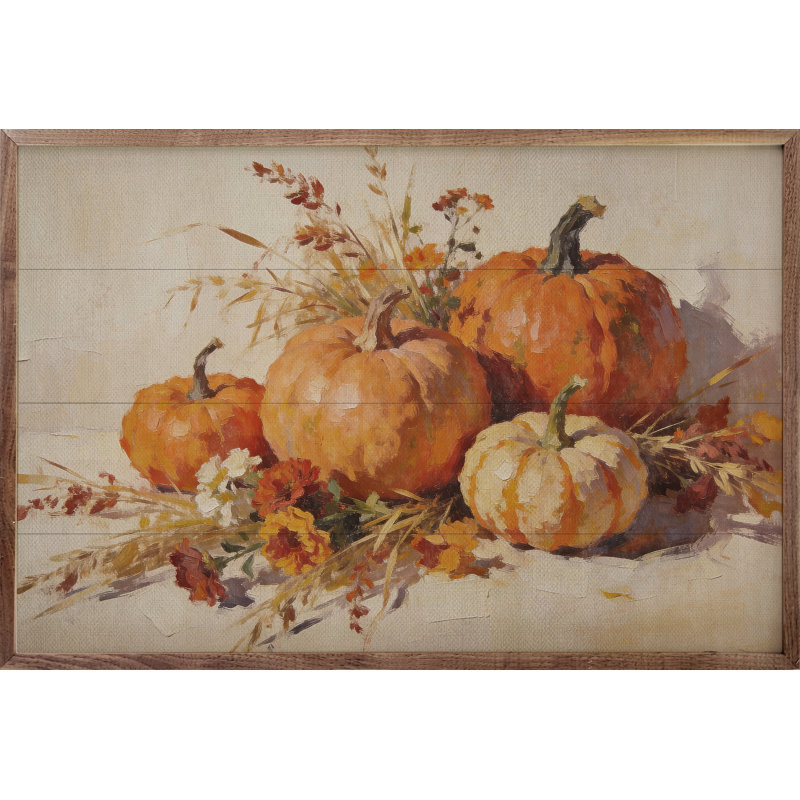 Burnished Orange Harvest Pumpkins, 10" H x 16" W