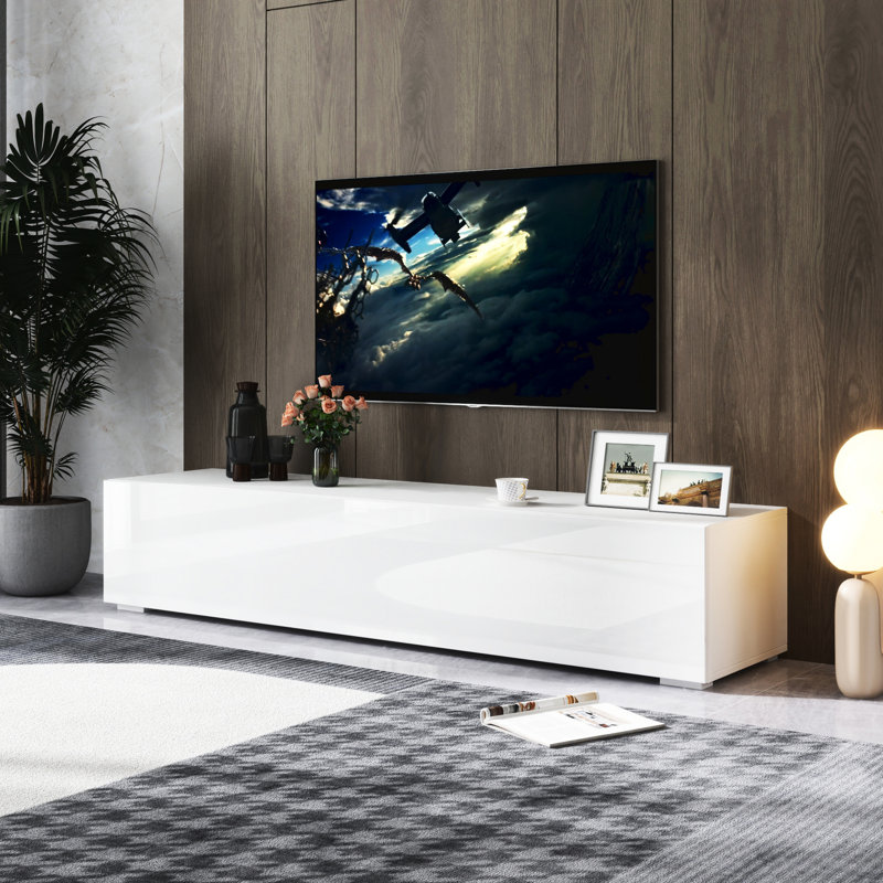 Meuble télé blanc avec rangement généreux - idéal pour le salon