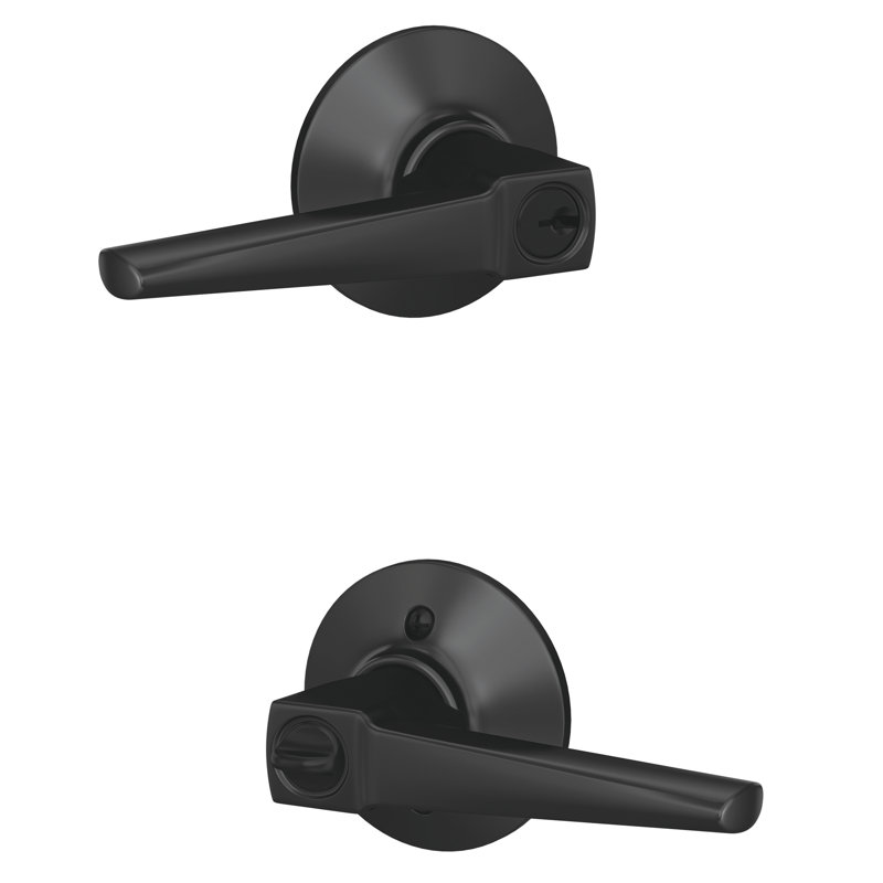 Eller Keyed Entry Lever with Plymouth Trim, Matte Black, Keyed Alike, Yes