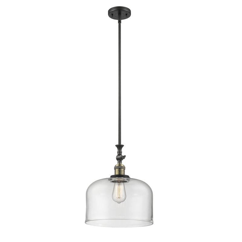 Hiers 1 - Light Single Pendant, Black Antique Brass, Clear, No Bulb Included