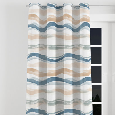 Rideaux Abstract - 1 rideau en velours avec œillets Blue Drift Shore