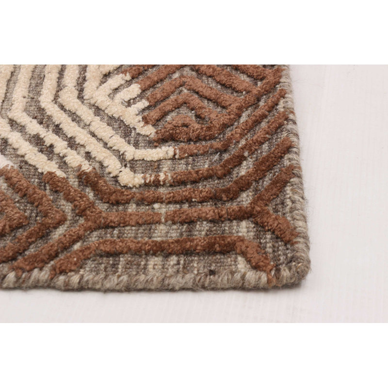 Tapis brun en laine noué à la main 5 pi 3 po x 8 pi 1 po Tanger