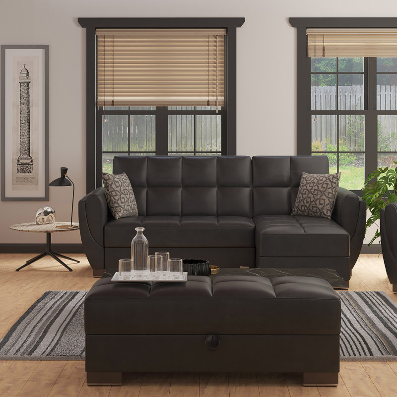 Repose-pieds avec rangement Primenest Skyhaven, Noir