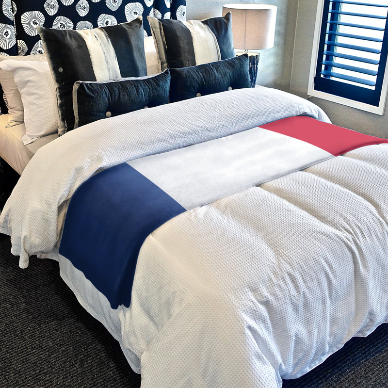 Quilted Throw Blanket, 50" W x 60" L, Detroit Royal Blue/White/Red