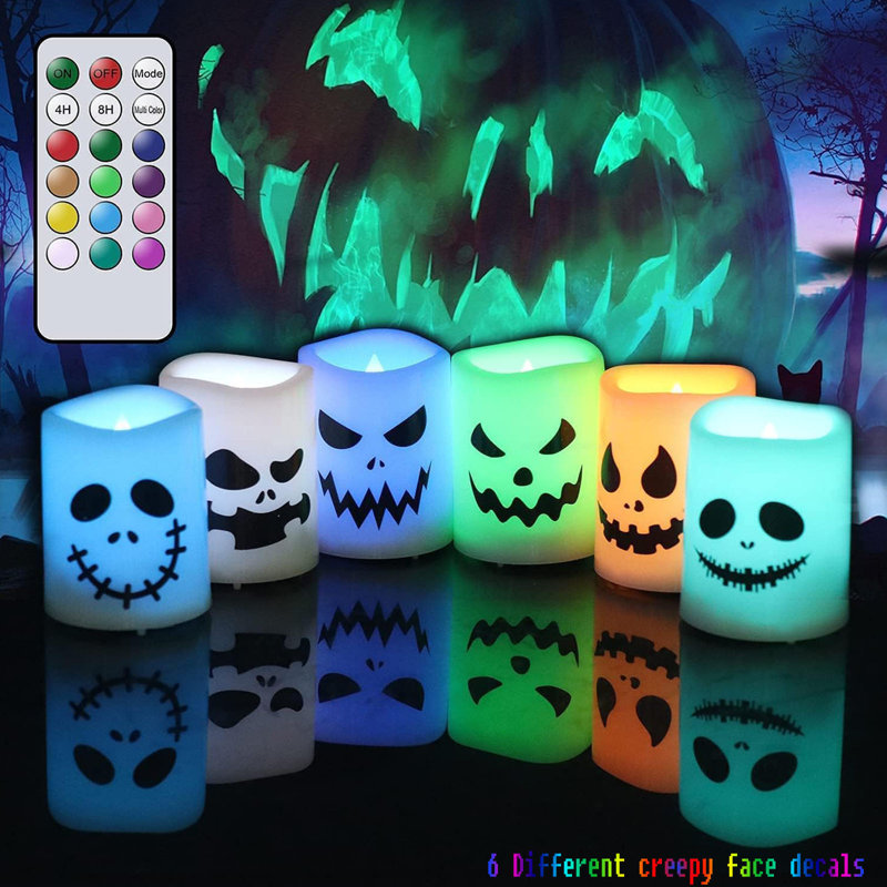 Halloween Flameless Votive Candles Colour Changing with Remote Timer