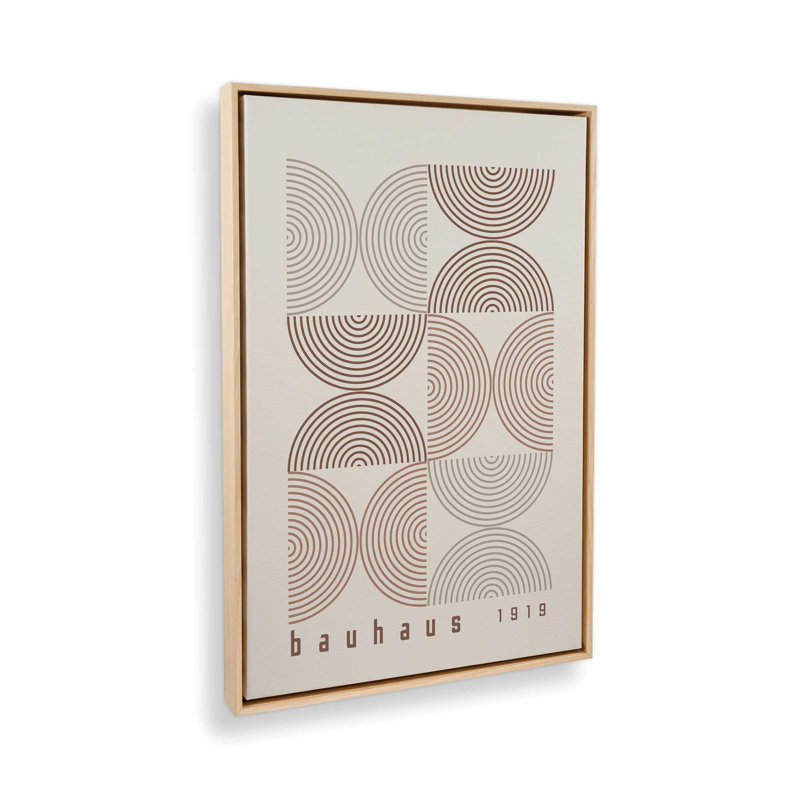 Affiche de composition Bauhaus, H 48,75 po x l 32,75 po, Beige/brun, Cadre américain en érable flottant