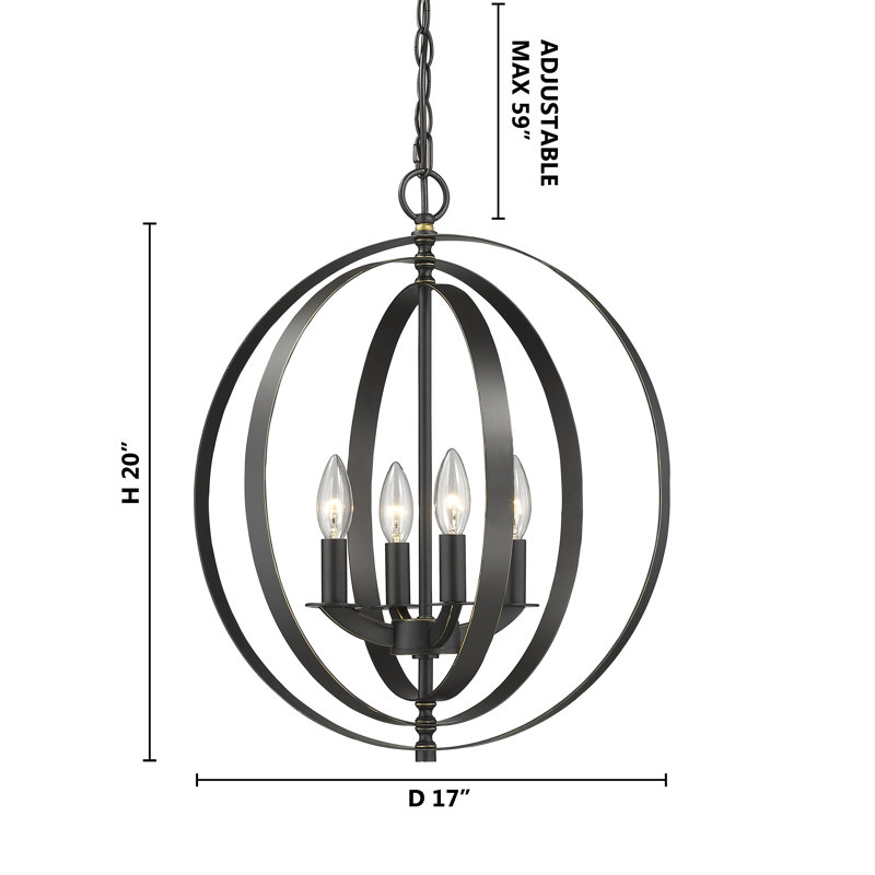 Lustre rond en métal 4 lumières Meisel, Bronze