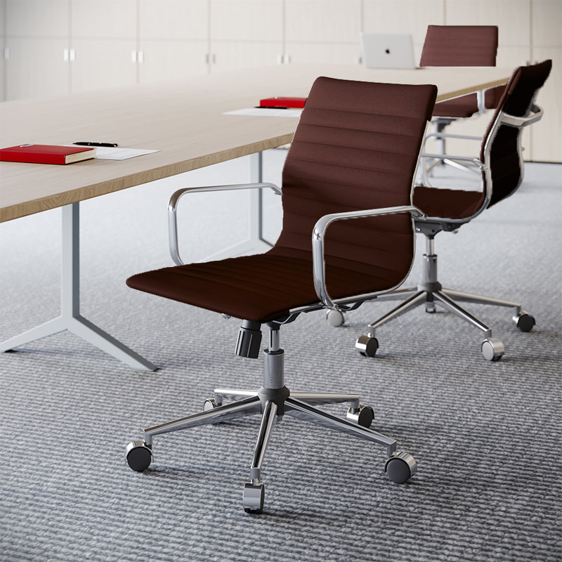 Fauteuil de conférence ergonomique à dossier moyen Rogalski, Argent, Brun